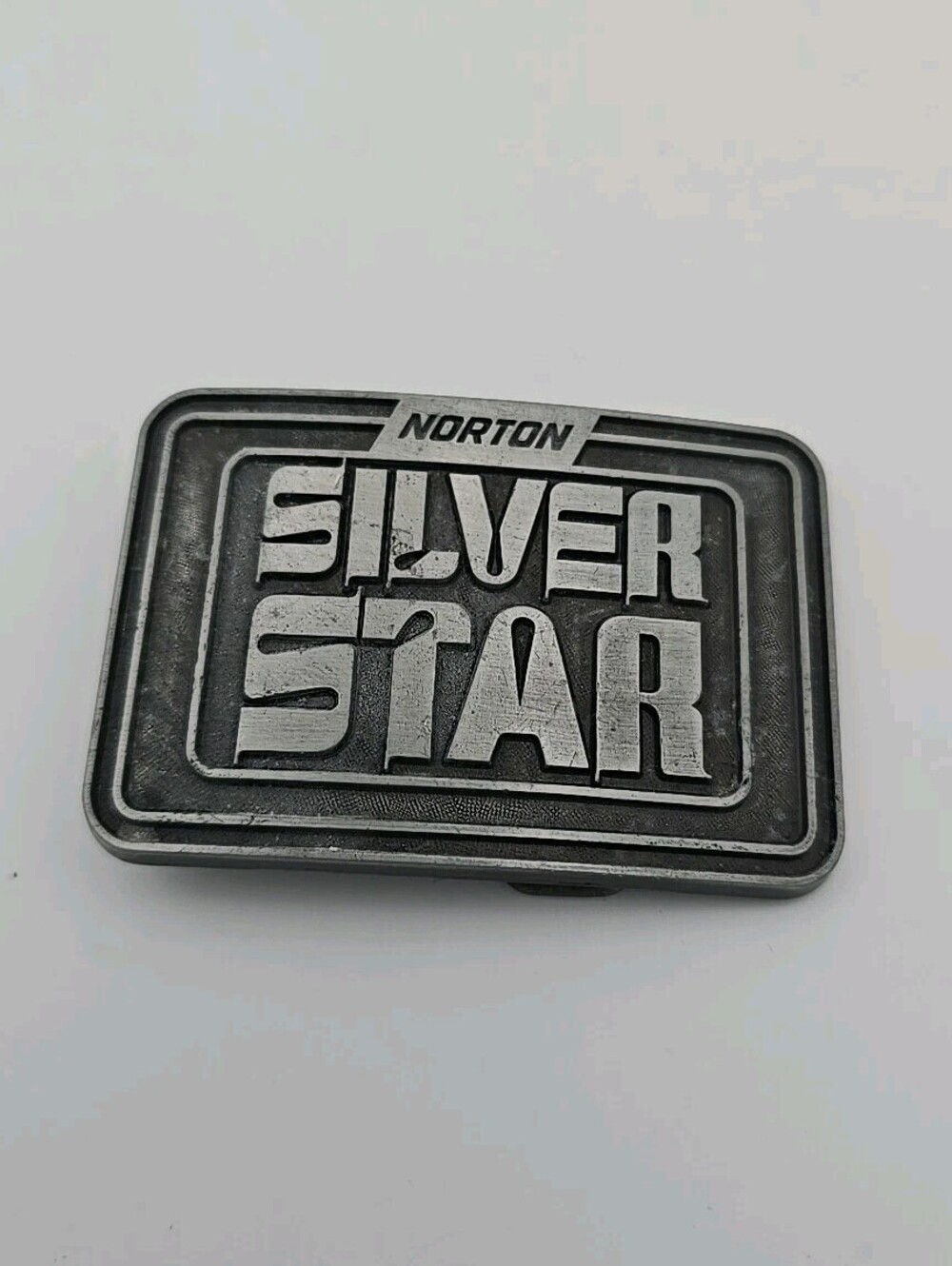 Vintage Norton Silver Star Belt Buckle Promotional Promo Pewter